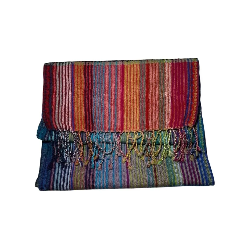 Multicolor Scarf 76” X 13” Rectangular Wool Women Scarve